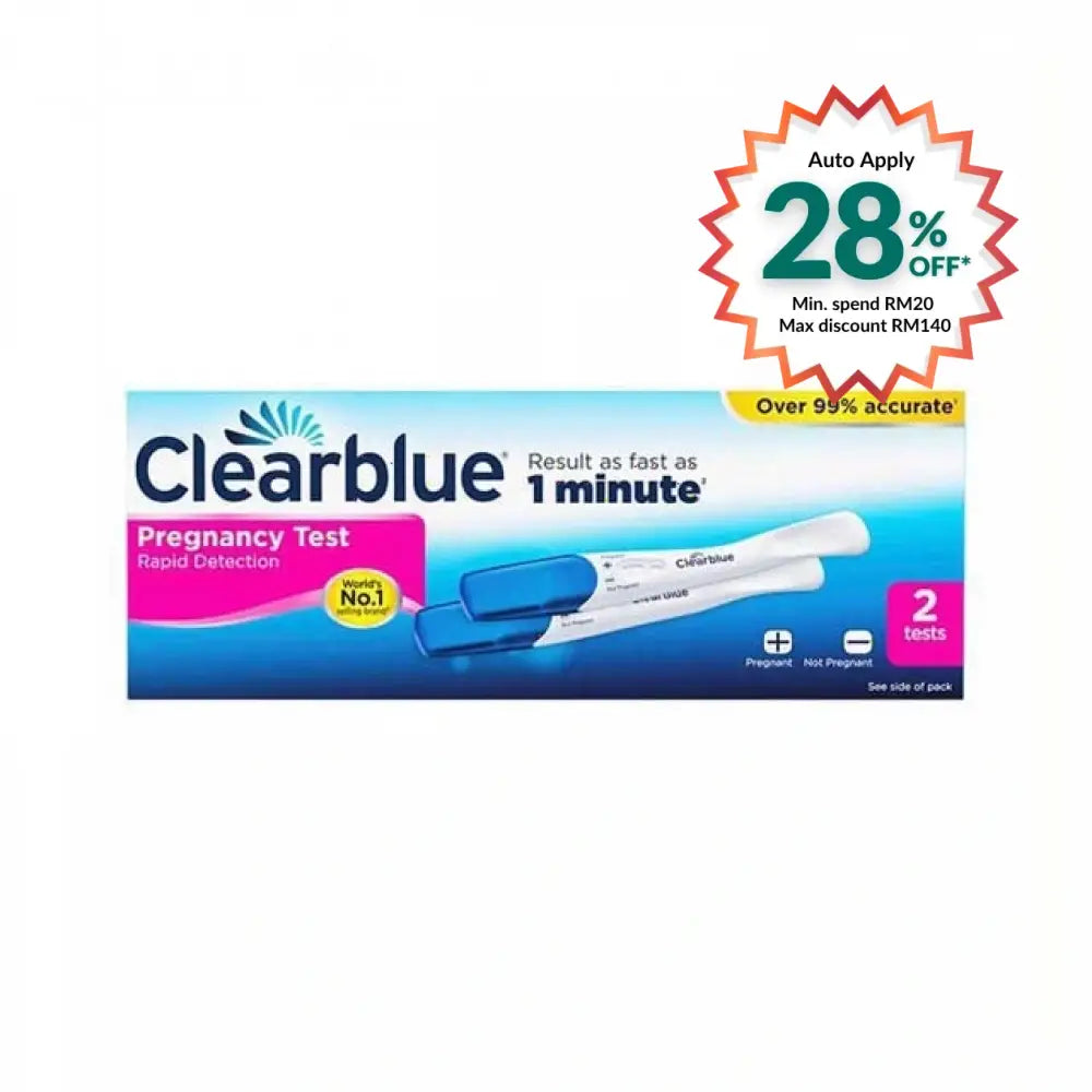 Clearblue pregnancy test Malaysia with two tests and results in one minute for rapid detection