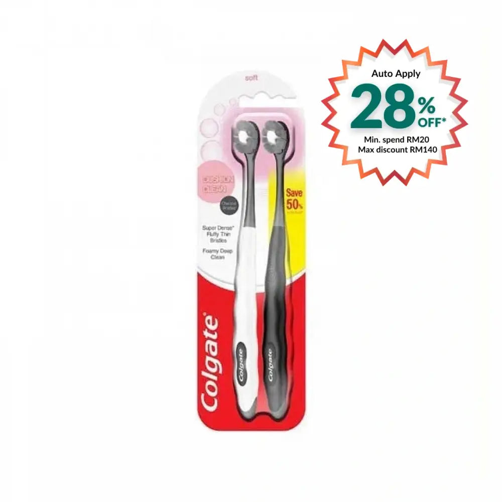COLGATE TOOTHBRUSH CUSHION CLEAN CHARCOAL 2S