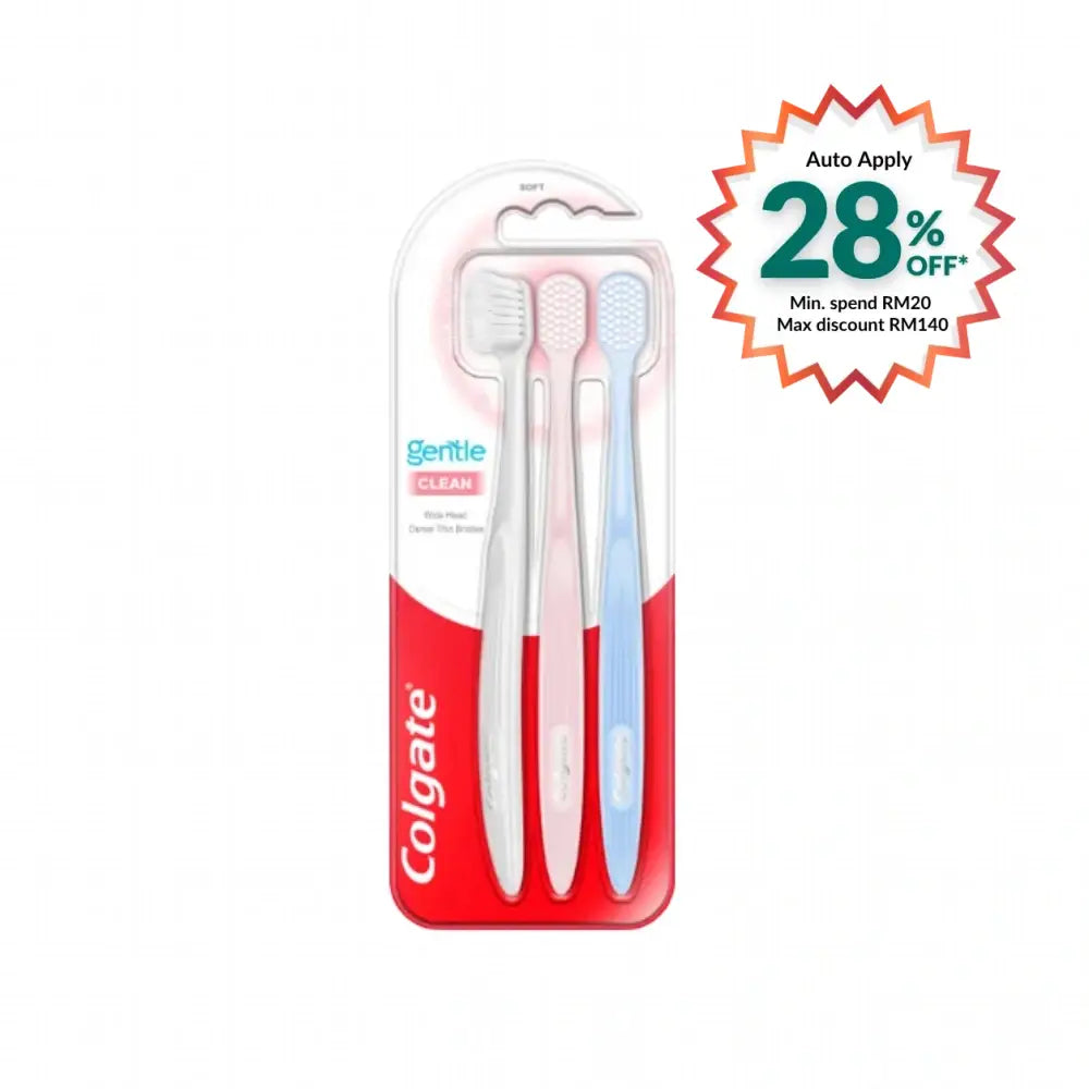 COLGATE TOOTHBRUSH GENTLE CLEAN 3S