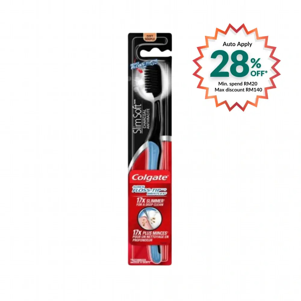 COLGATE TOOTHBRUSH SLIM SOFT CHARCOAL ULTRA SOFT 1S X12
