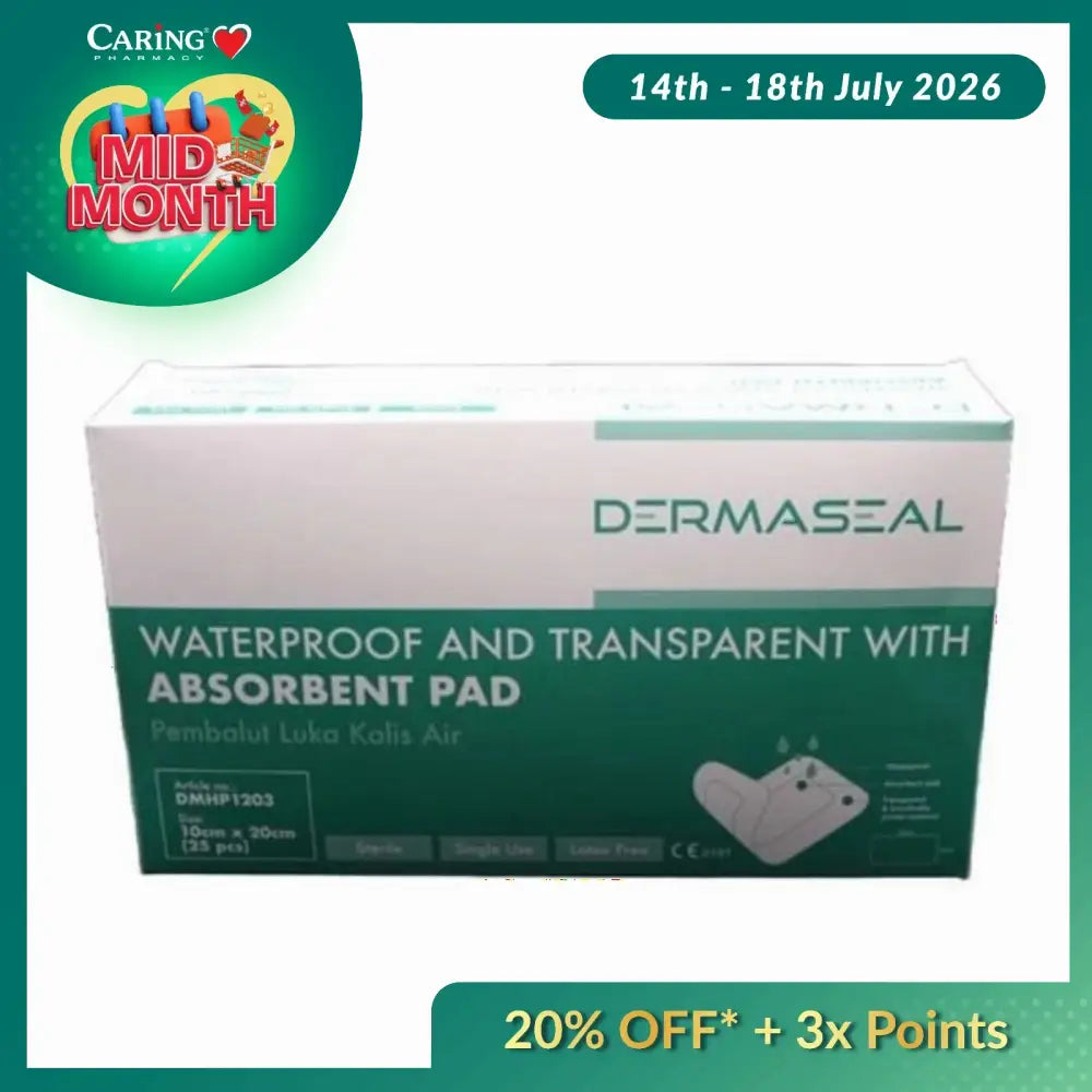 DERMASEAL WATERPROOF DRESSING WITH ABSORBENT PADS 10CMX20CM 25S
