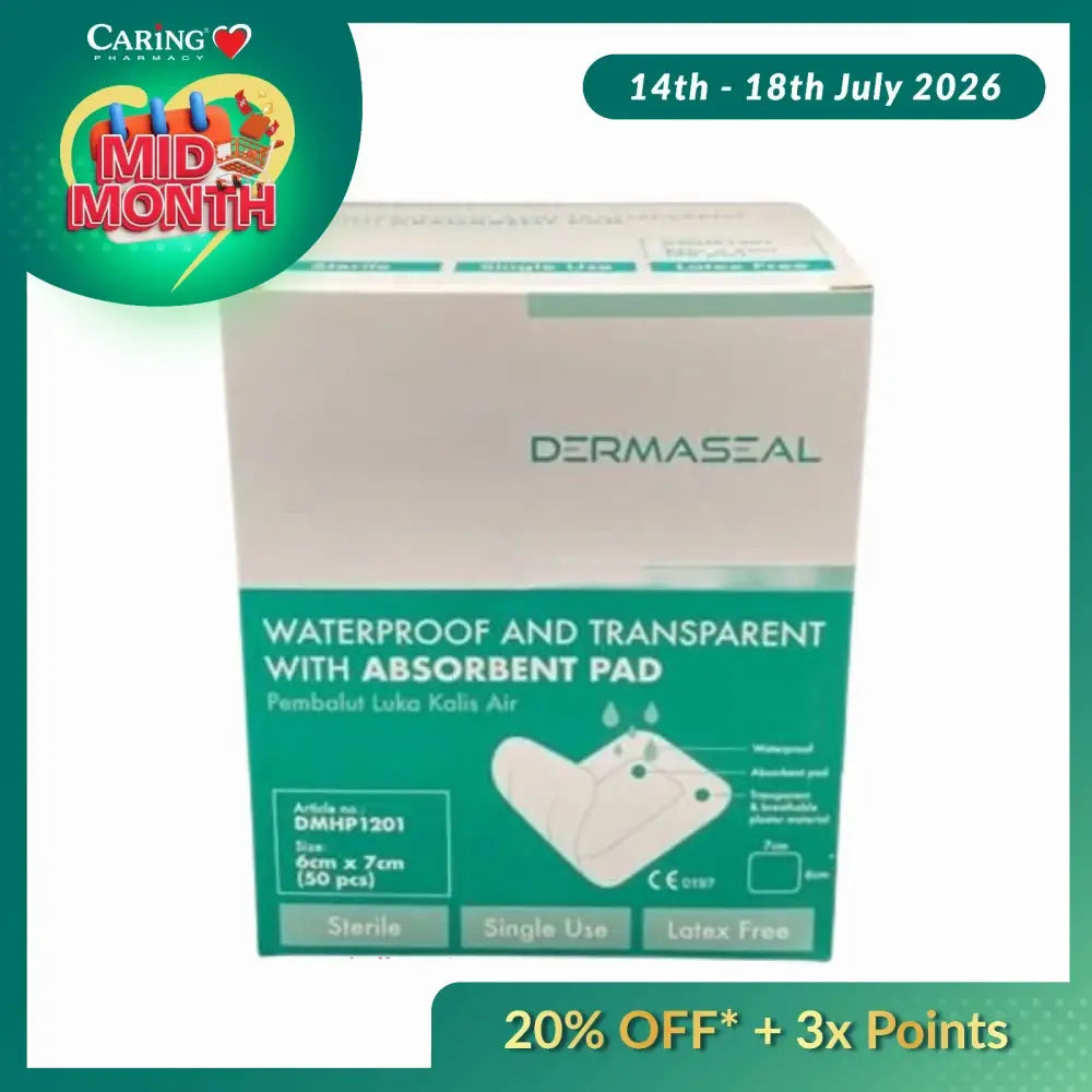 DERMASEAL WATERPROOF DRESSING WITH ABSORBENT PADS 6CMX7CM 50S