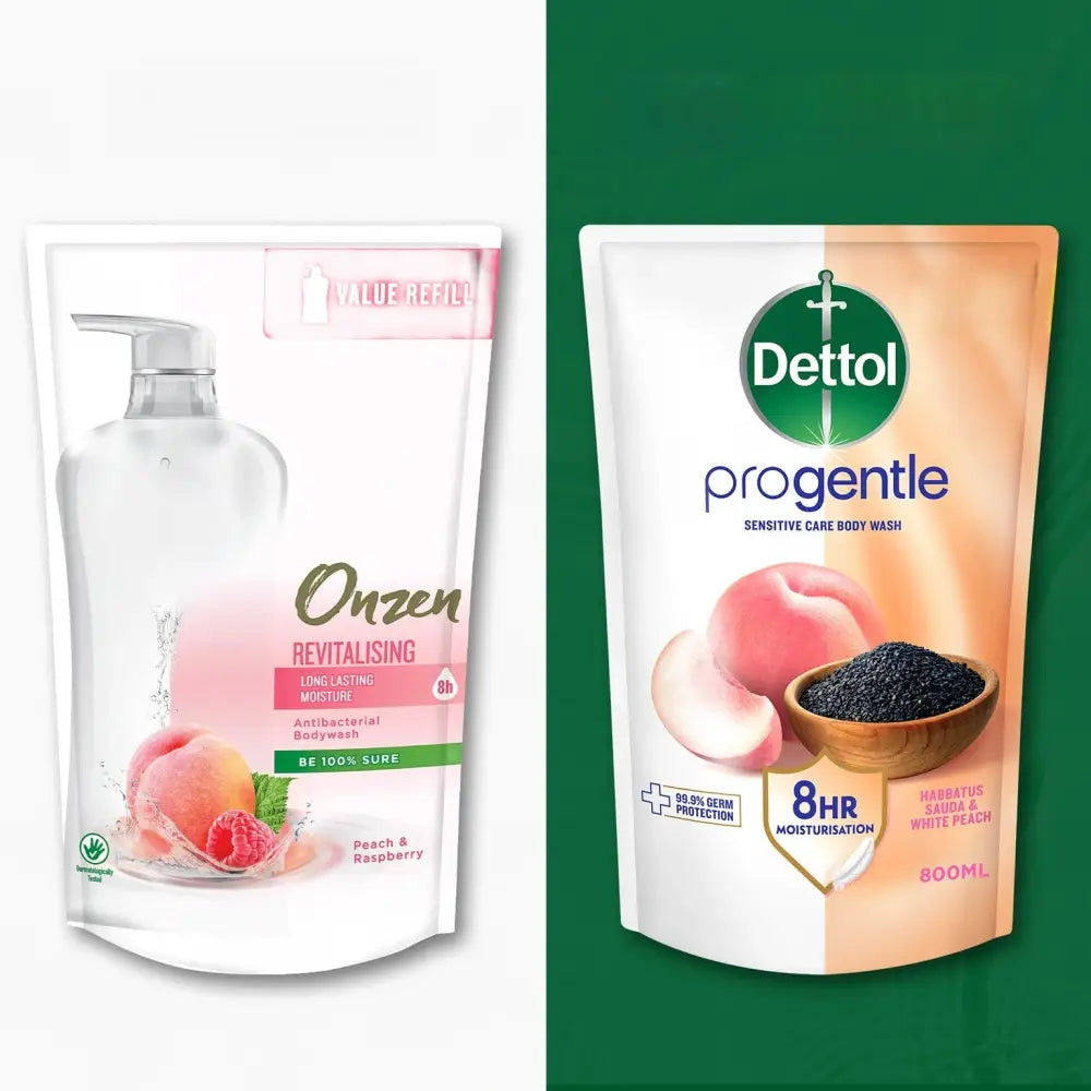 DETTOL PROGENTLE BODY WASH HABBATUS SAUDA & WHITE PEACH REFILL 800G