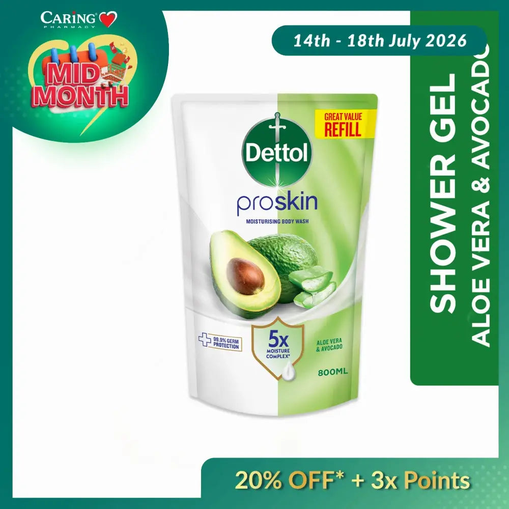 DETTOL PROSKIN BODY WASH ALOE VERA & AVOCADO REFILL 800G