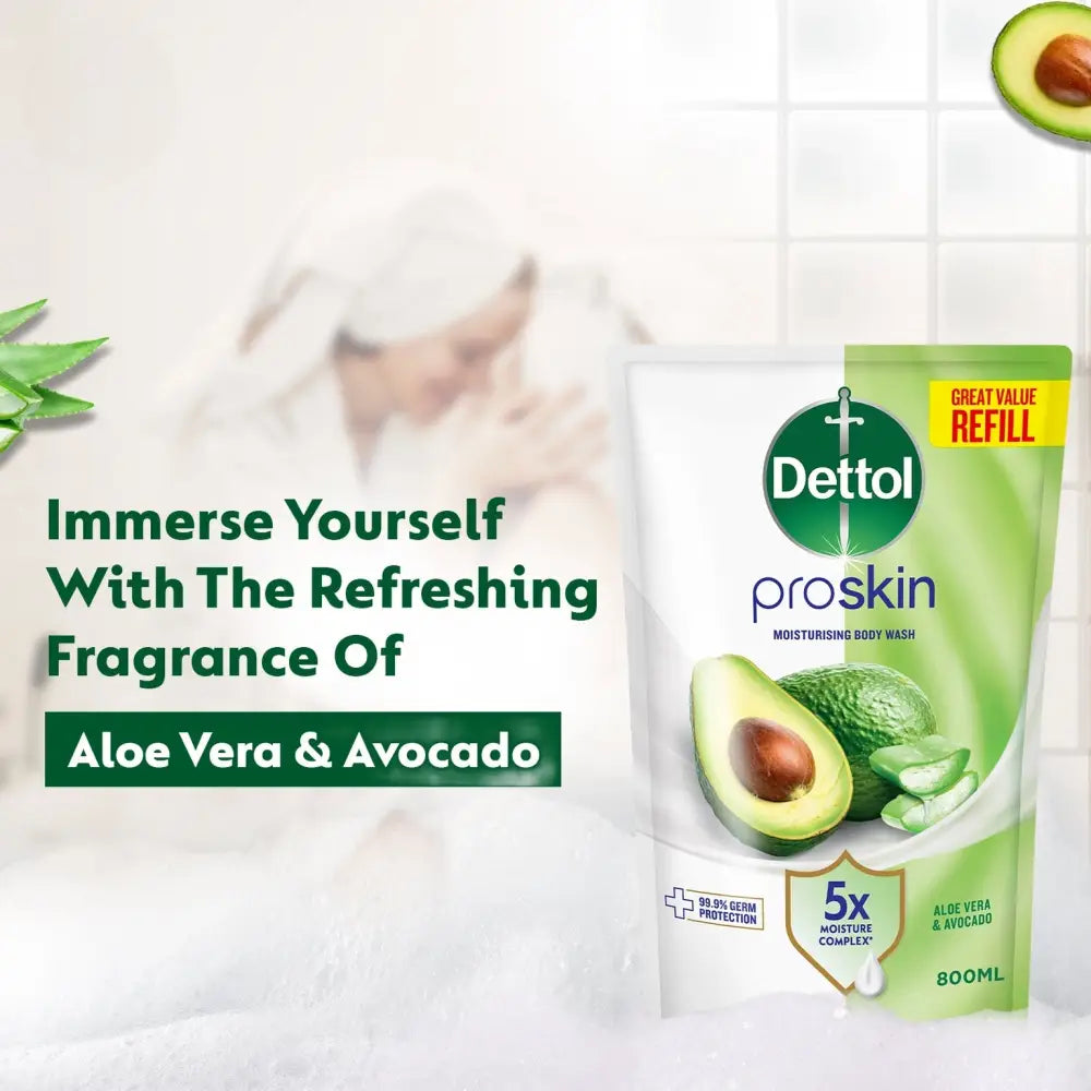 DETTOL PROSKIN BODY WASH ALOE VERA & AVOCADO REFILL 800G