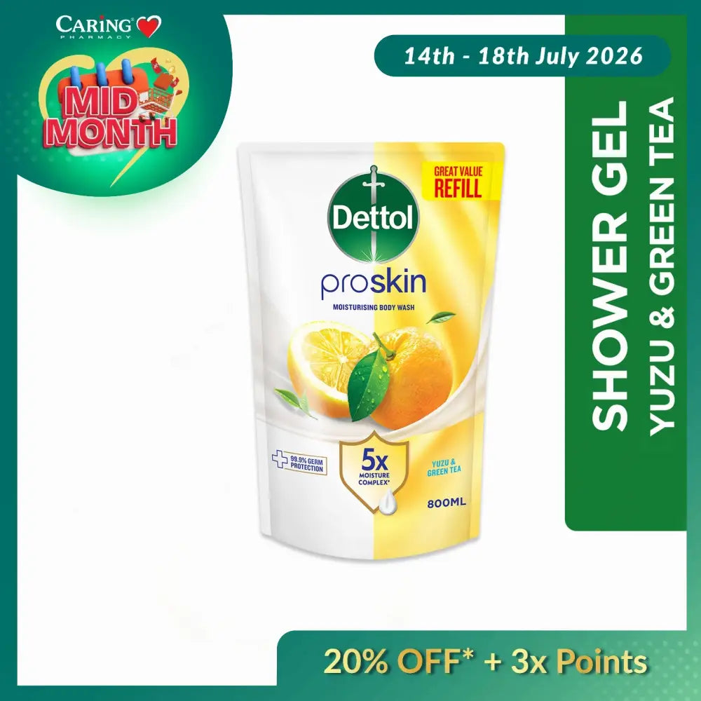 DETTOL PROSKIN BODY WASH BOTANICALS YUZU & GREEN TEA REFILL 800G