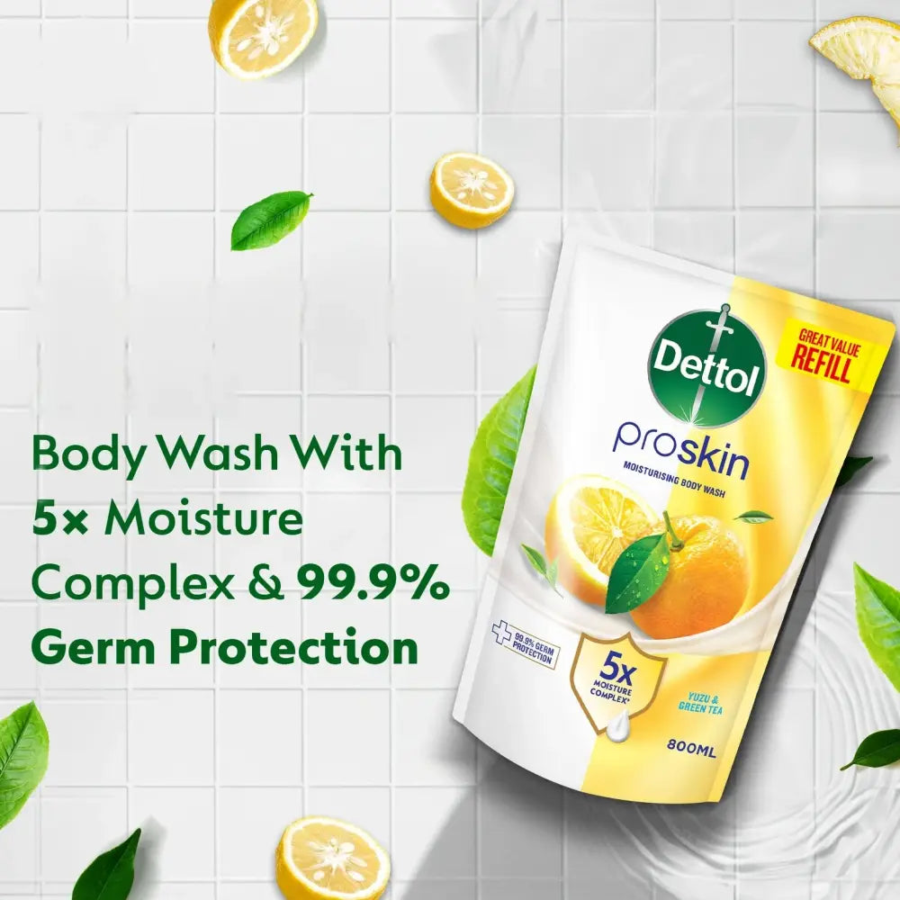 DETTOL PROSKIN BODY WASH BOTANICALS YUZU & GREEN TEA REFILL 800G