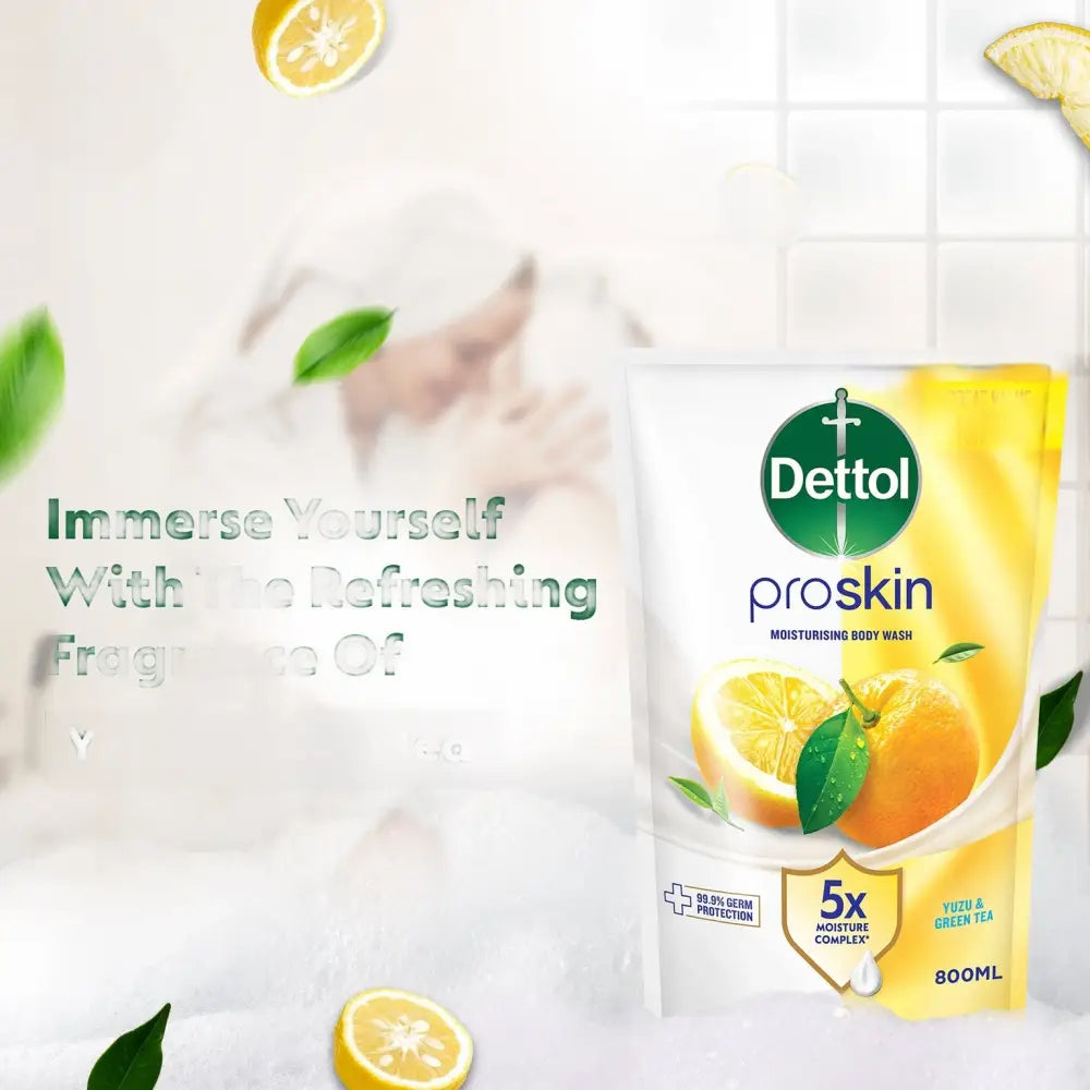 DETTOL PROSKIN BODY WASH BOTANICALS YUZU & GREEN TEA REFILL 800G