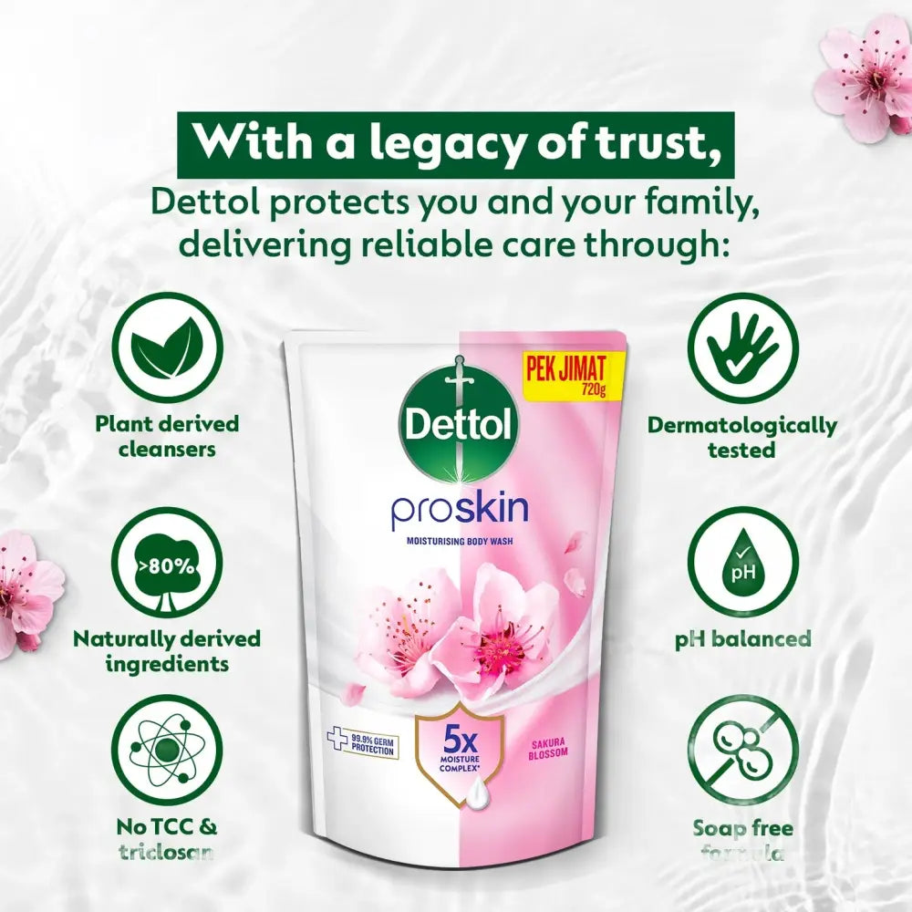 DETTOL PROSKIN BODY WASH SAKURA BLOSSOM REFILL 800G