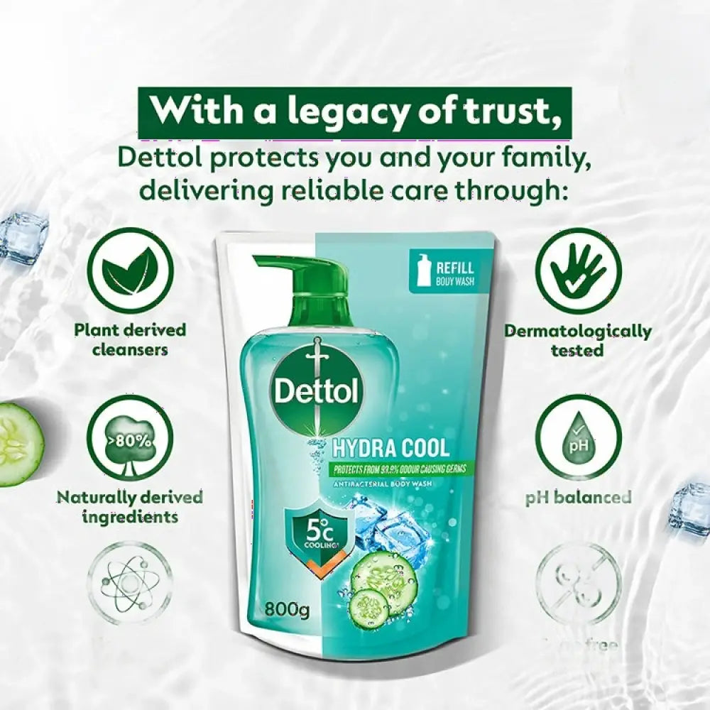 DETTOL SHOWER GEL HYDRA COOL MENTHOL CUCUMBER REFILL 800G