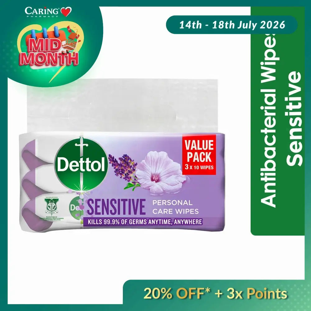 DETTOL WET WIPES SENSITIVE 10SX3