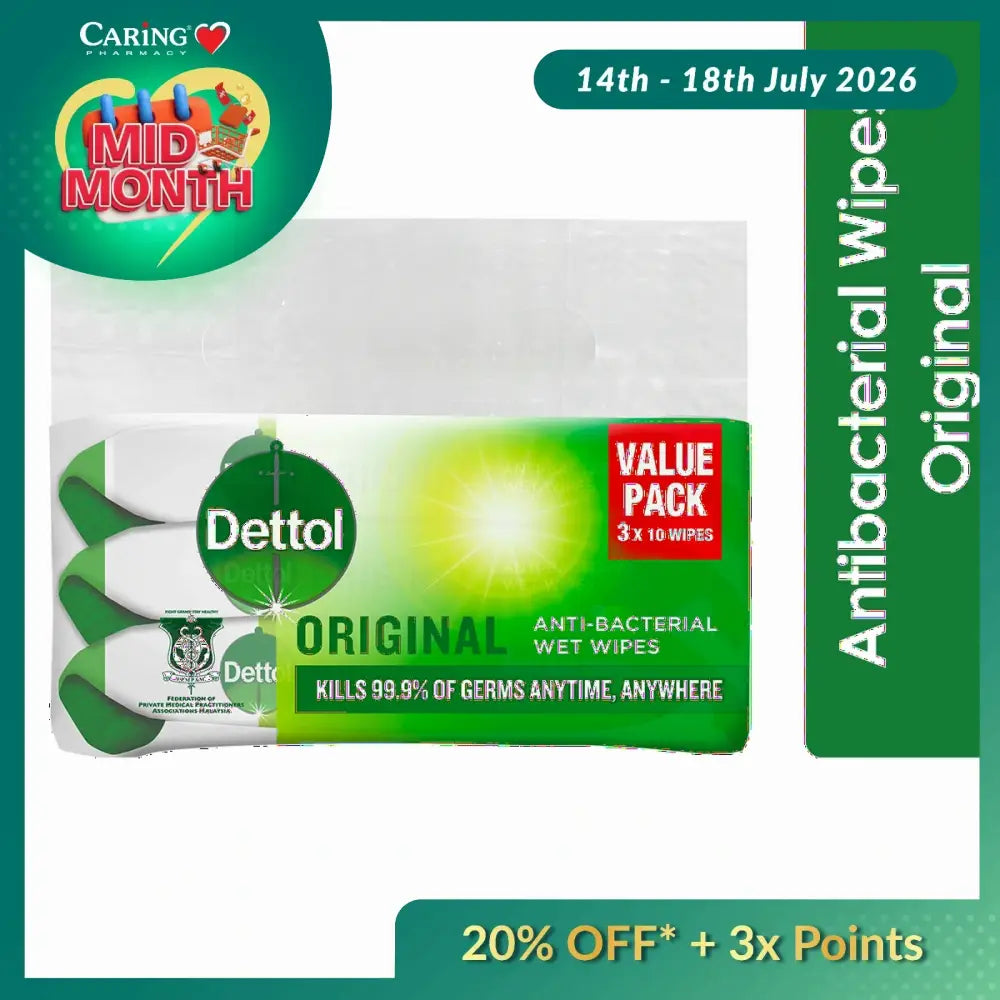 DETTOL WIPES ANTIBACTERIAL 10SX3
