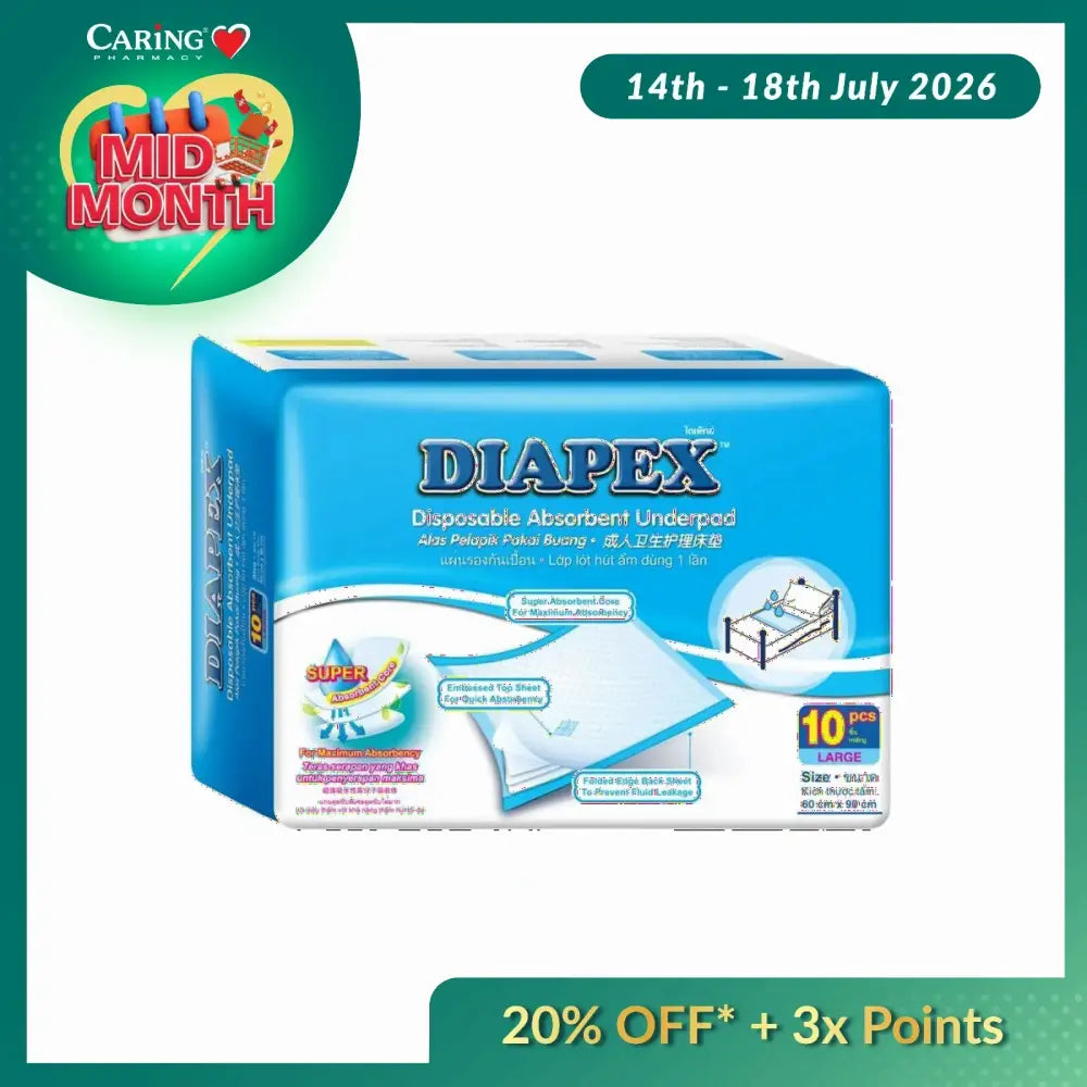 DIAPEX BASIC DISPOSABLE UNDERPAD 10S 60X90CM