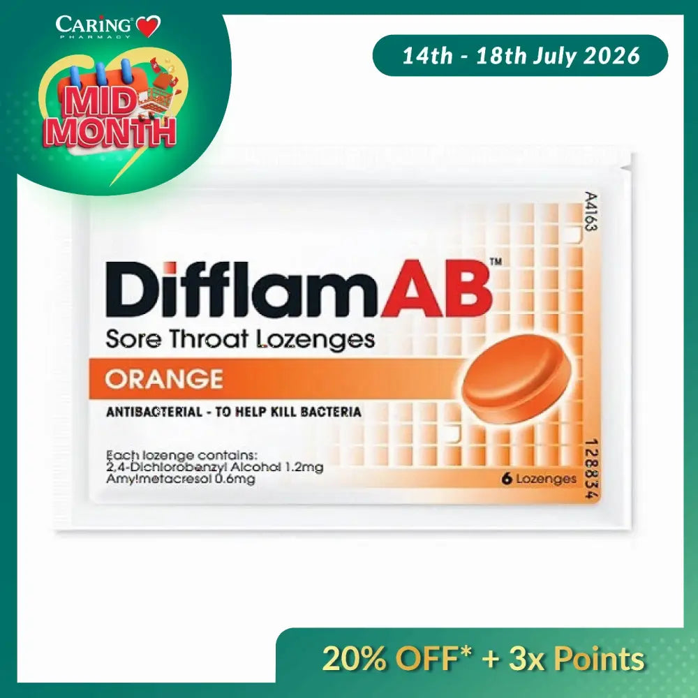 DIFFLAM AB LOZENGES ORANGE 6S