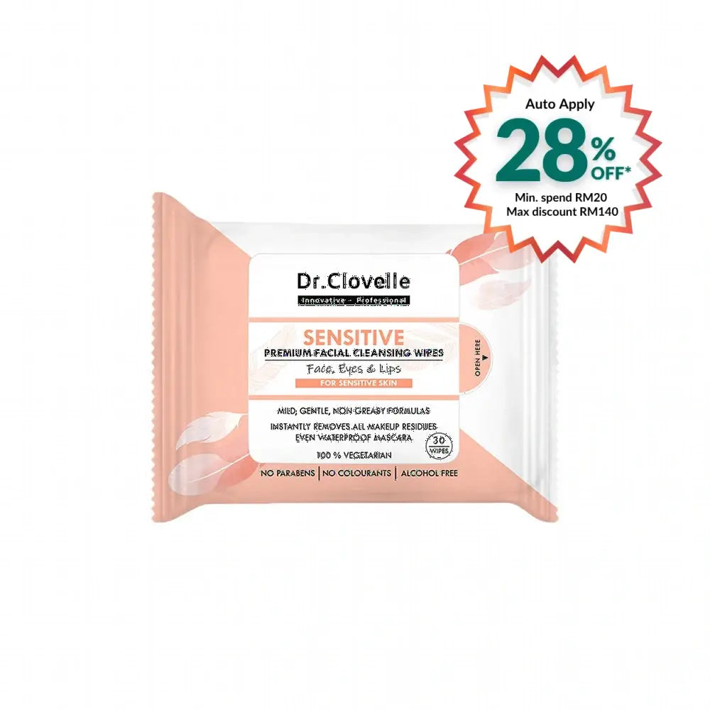 DR CLOVELLE SENSITIVE FACIAL CLEANSING WIPES 30S