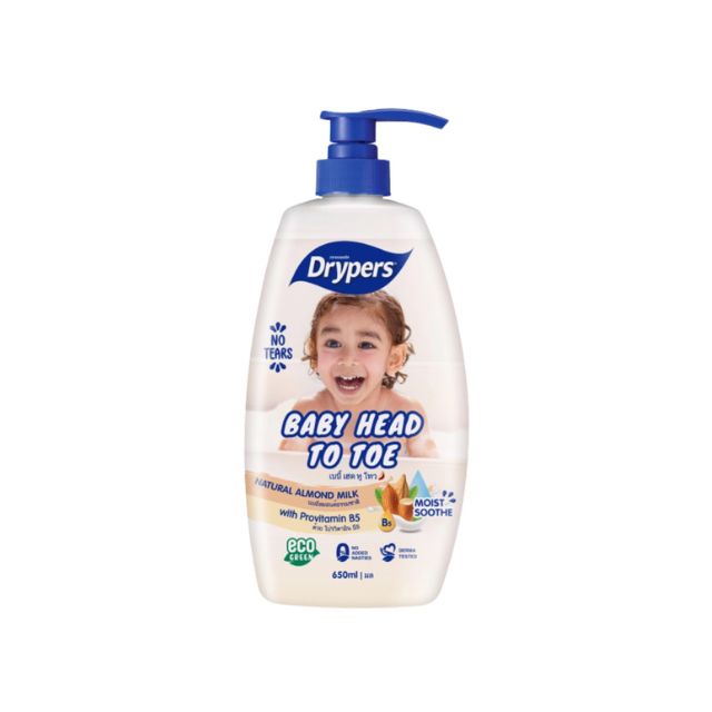 DRYPERS Baby Head to Toe Wash Natural Almond Milk with Polyquaternium for gentle cleansing