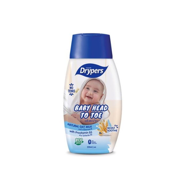Drypers baby head to toe wash with natural oat milk for gentle cleansing and moisturizing