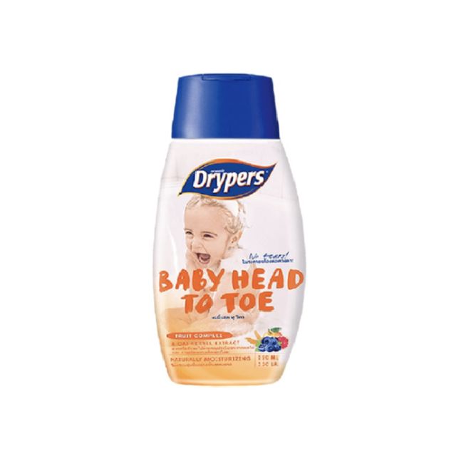 Drypers baby head to toe wash in a convenient bottle for gentle cleansing of your baby's skin and hair