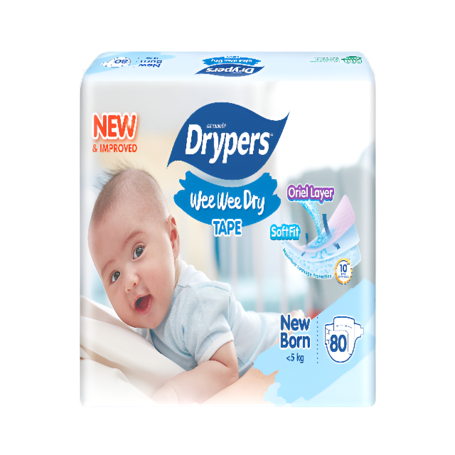 Drypers New Born Diapers Malaysia with soft layer and tape design for babies under 5 kg