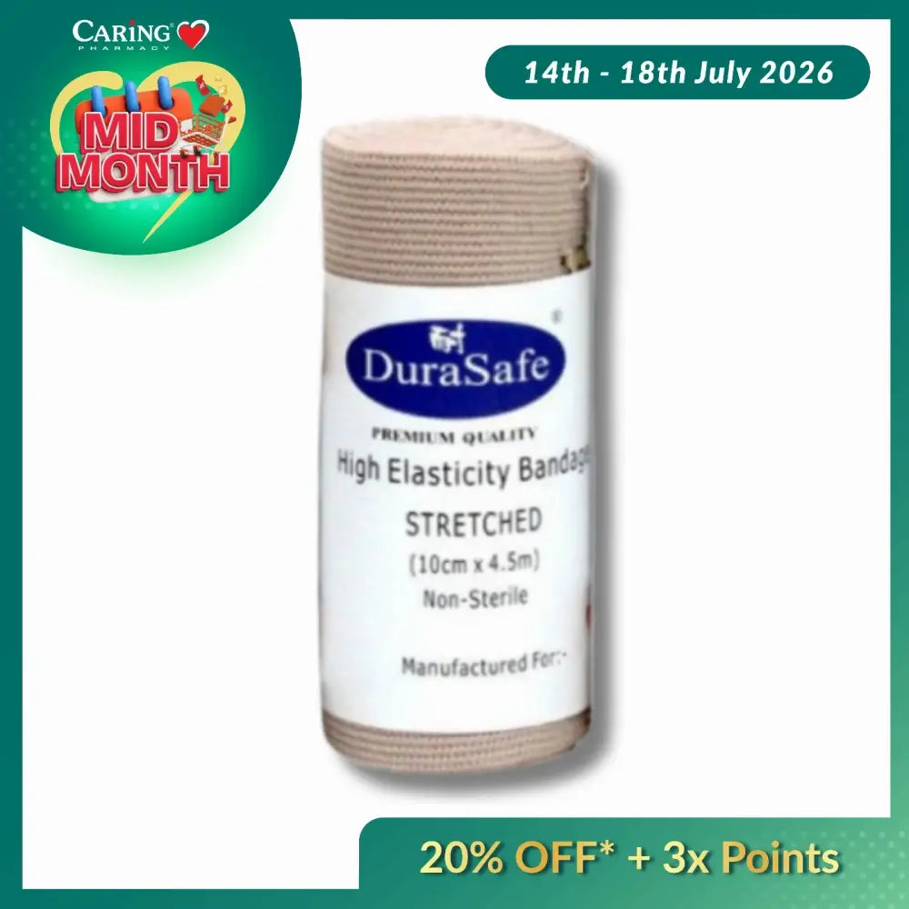 DURASAFE ELASTIC CREPE BANDAGE 10CM X 4.5M