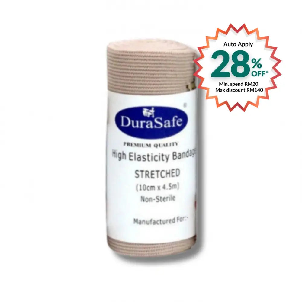DURASAFE ELASTIC CREPE BANDAGE 10CM X 4.5M