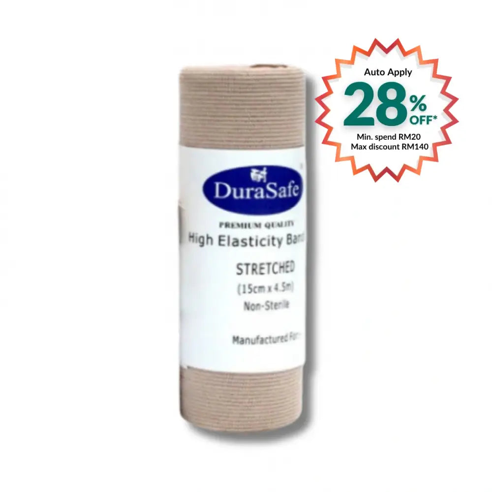 DURASAFE ELASTIC CREPE BANDAGE 15CM X 4.5M