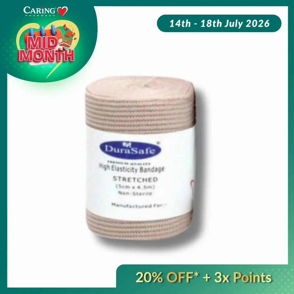 DURASAFE ELASTIC CREPE BANDAGE 5CM X 4.5M
