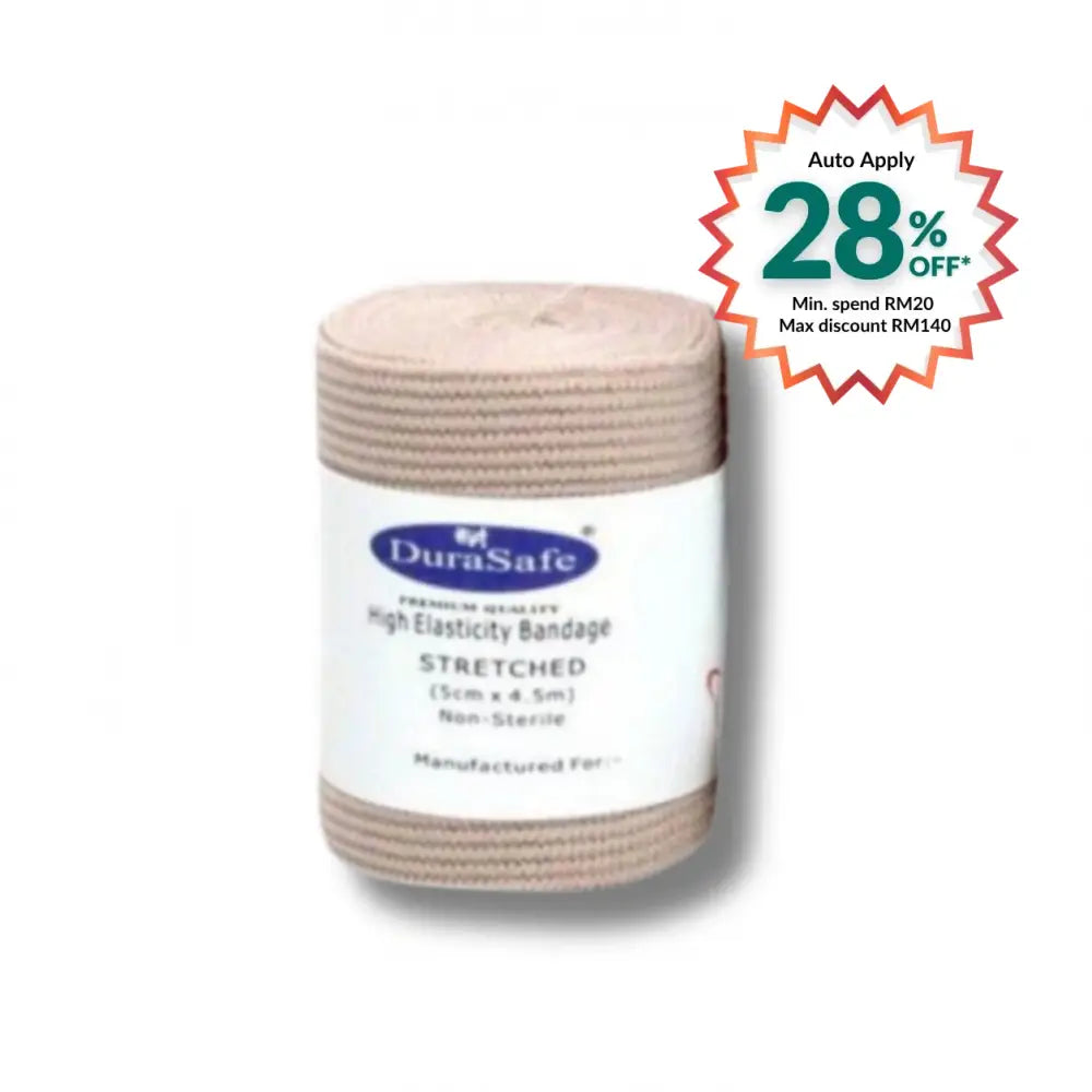 DURASAFE ELASTIC CREPE BANDAGE 5CM X 4.5M