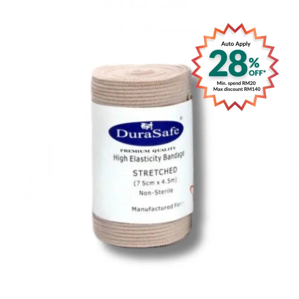 DURASAFE ELASTIC CREPE BANDAGE 7.5CM X 4.5M
