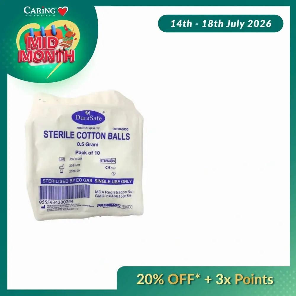 DURASAFE STERILE COTTON BALLS 10S