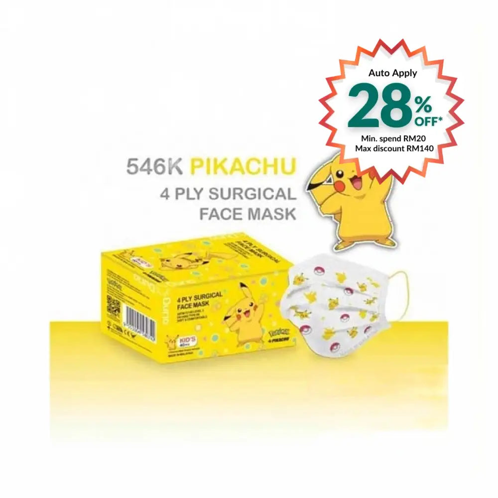 DURIO 4PLY CHILD MASK PIKACHU 40S