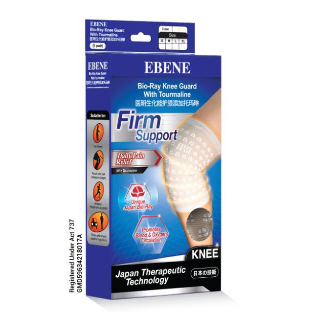 EBENE Bio-Ray Knee Guard with Tourmaline for Daily Pain Relief and Firm Support