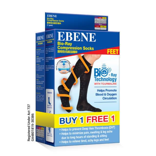 EBENE compression socks L/XL featuring Bio-Ray technology for improved circulation and comfort