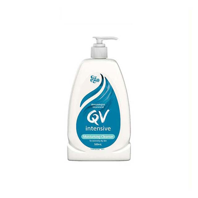 QV Intensive Moisturising Cleanser 500g bottle with pump for deep hydration and gentle cleansing