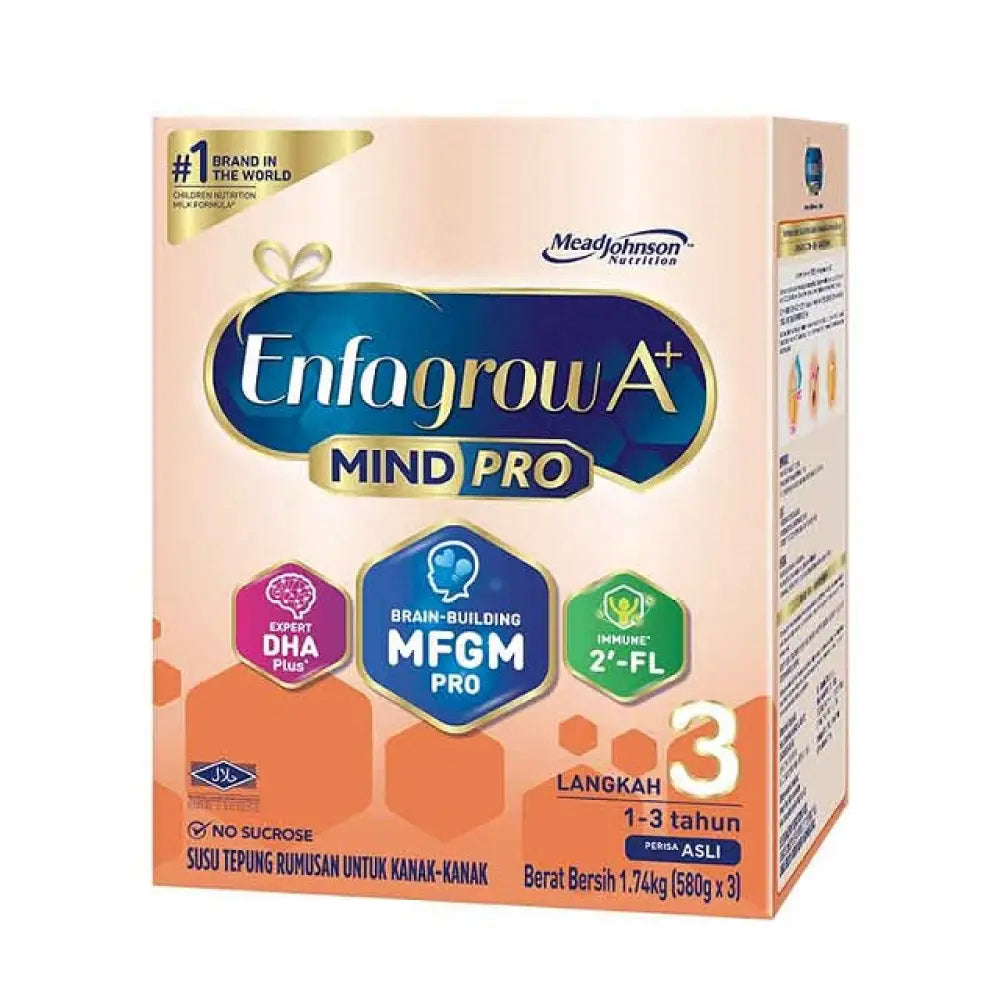 Enfagrow A+ MindPro Step 3 milk powder in a 580g pack for children aged 1 to 3 years