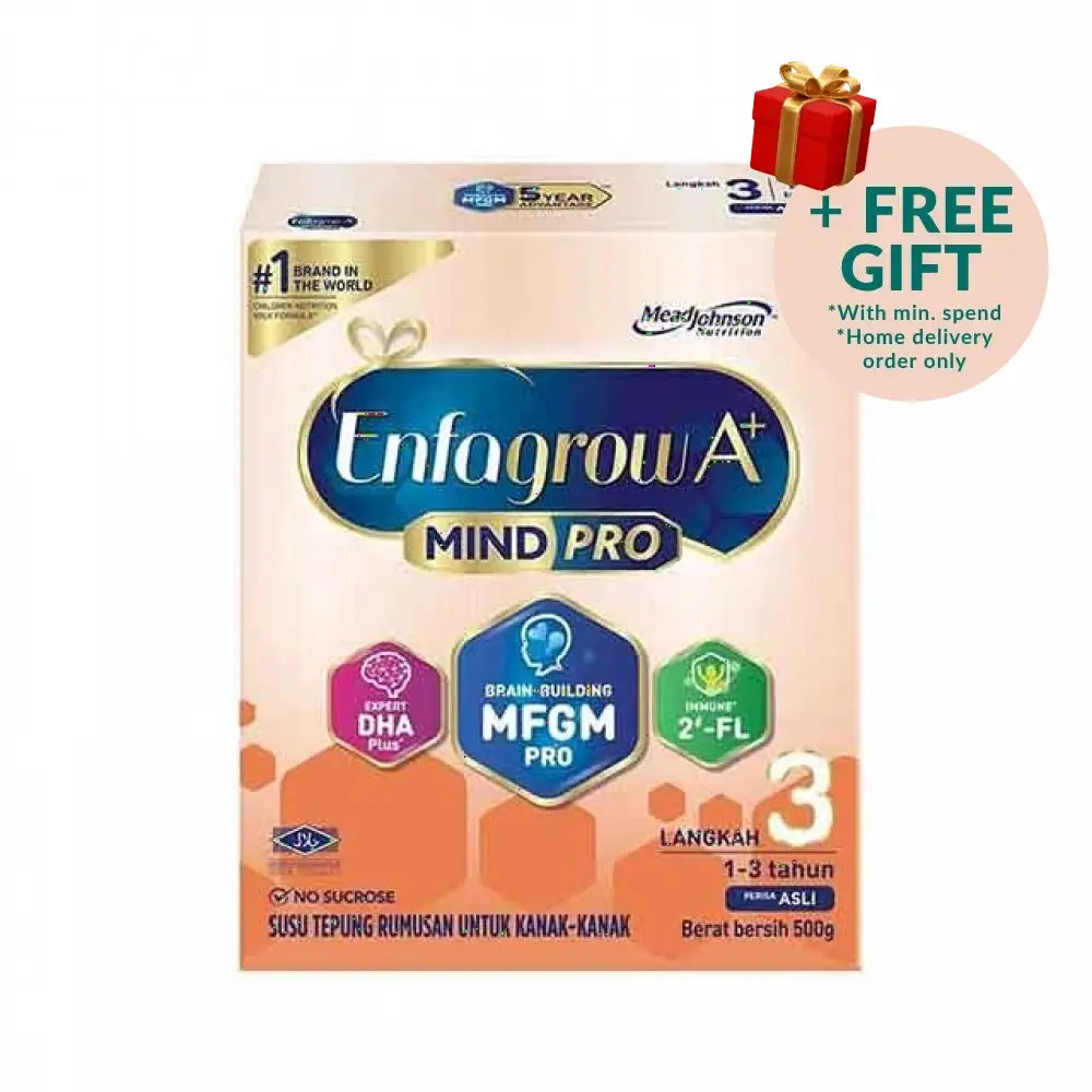 Enfagrow A+ Mindpro Step 3 Malaysia 500g Milk Powder for children aged 1-3 years with brain-building nutrients