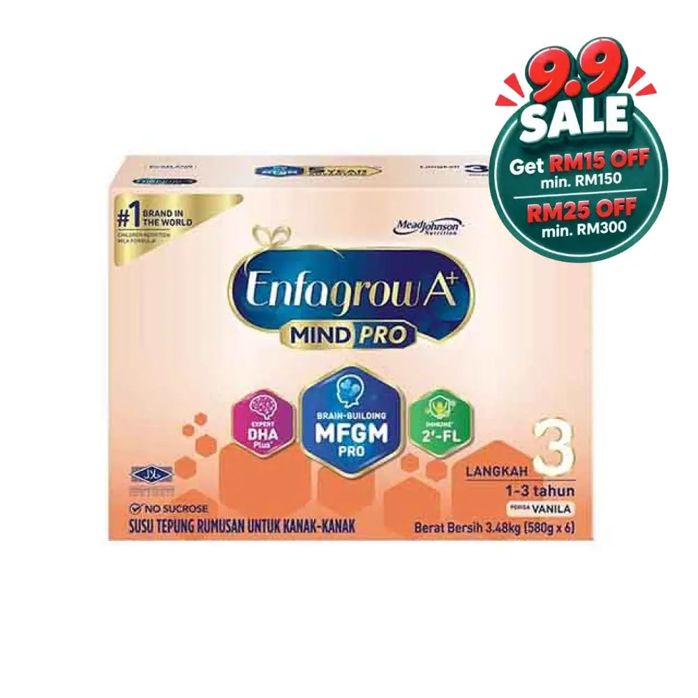 Enfagrow A+ MindPro Step 3 vanilla 3.48kg formula for children aged 1-3 years with DHA and MFGM