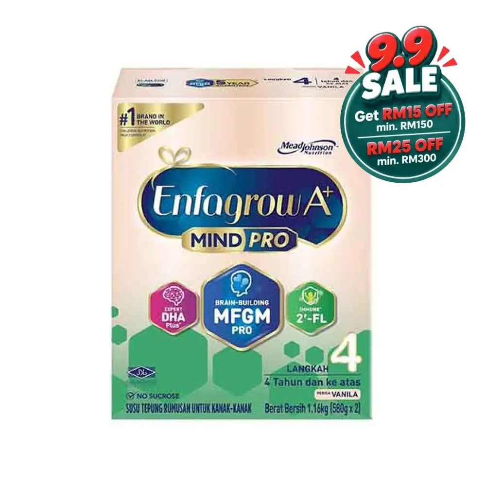 Enfagrow A+ Mindpro Step 4 vanilla formula for children aged 2 years and older in a 1.6 kg box