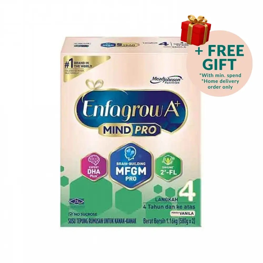 Enfagrow A+ Mindpro Step 4 vanilla formula for children aged 2 years and older in a 1.6 kg box