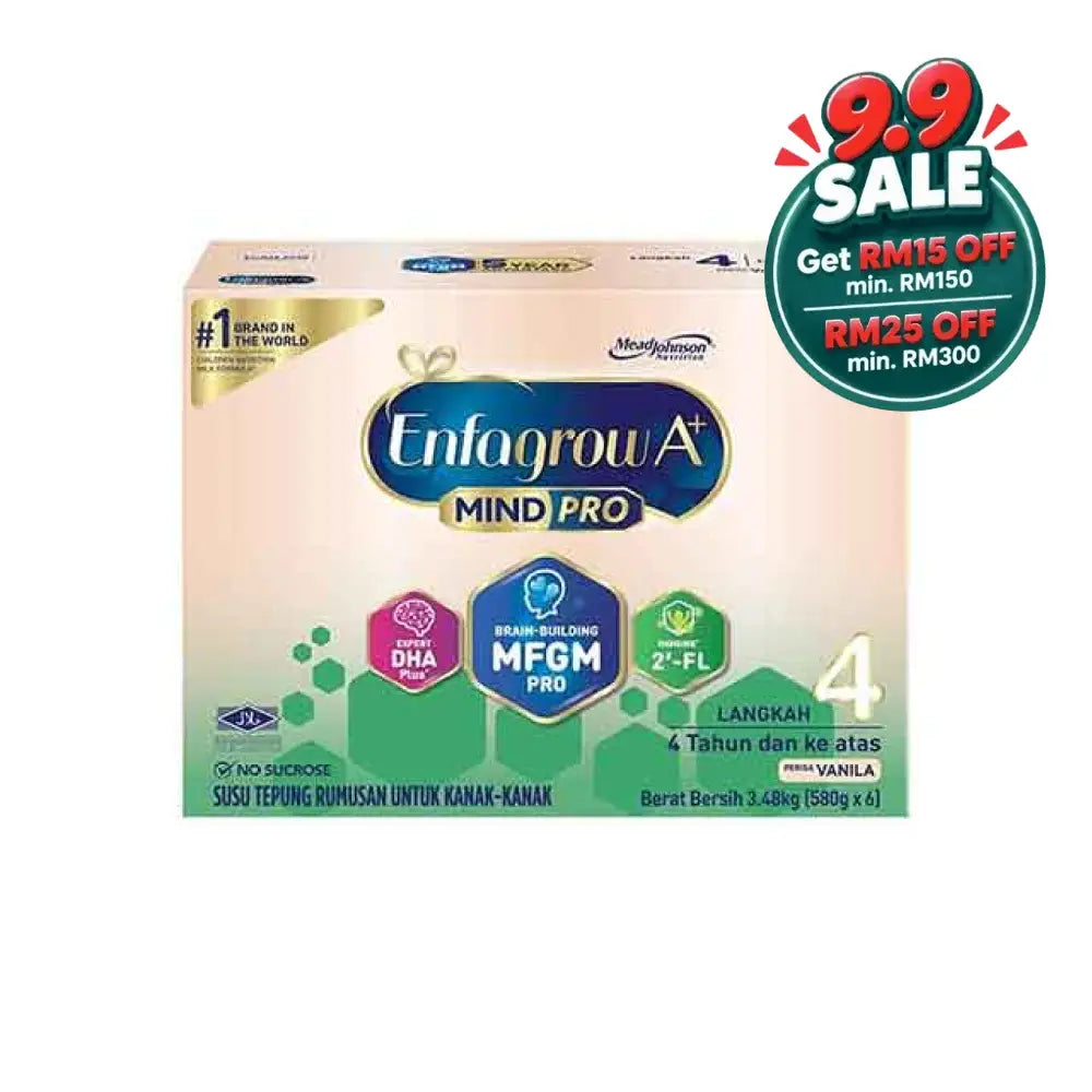 Enfagrow A+ MindPro Step 4 vanilla milk powder in a 3.48 kg package for children aged 4 years and older