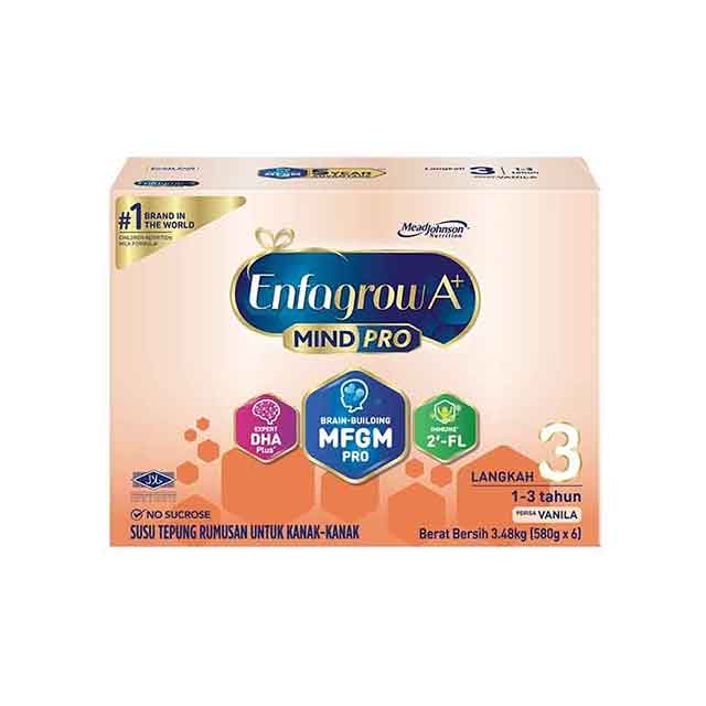 Enfagrow A+ MindPro Step 3 vanilla 3.48kg formula for children aged 1-3 years with DHA and MFGM