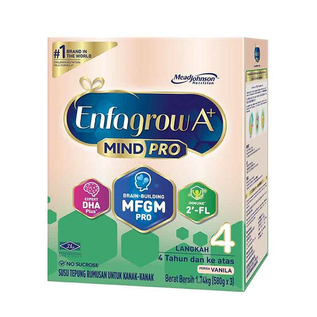 Enfagrow A+ MindPro Step 4 vanilla nutritionally balanced formula for kids 4 years and older