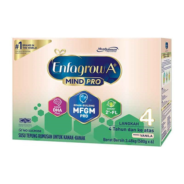 Enfagrow A+ MindPro Step 4 vanilla milk powder for children 4 years and older in a 3.48 kg pack
