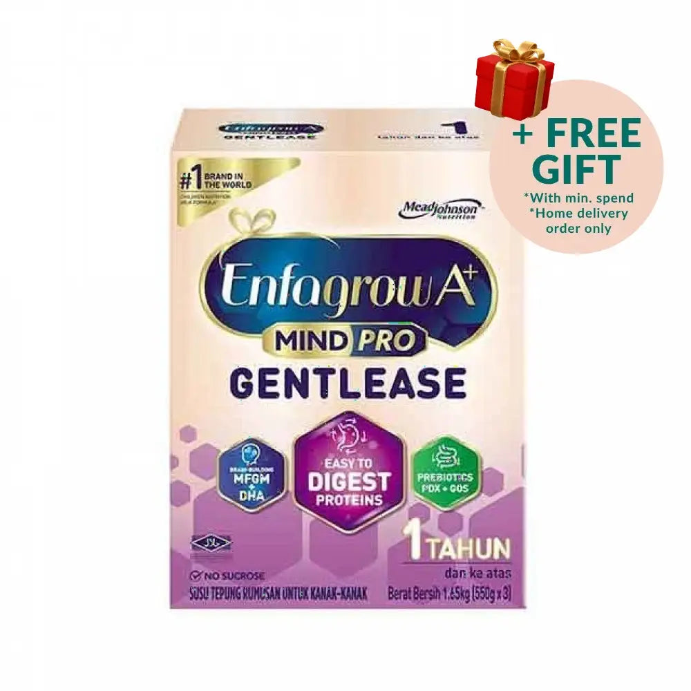 Enfagrow A+ S3 MindPro Gentlease 1-3 years formula packaging designed for easy digestion and healthy growth.