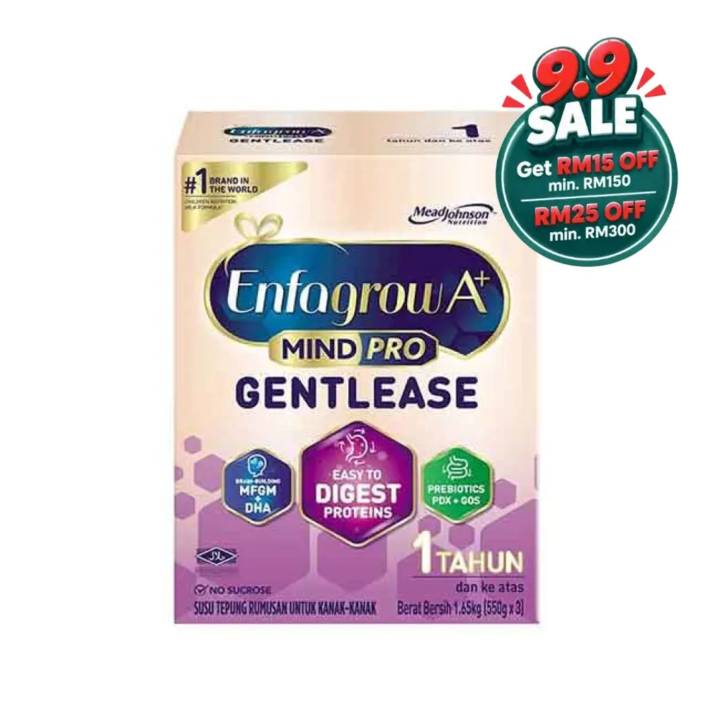 Enfagrow A+ S3 MindPro Gentlease 1-3 years formula packaging designed for easy digestion and healthy growth.