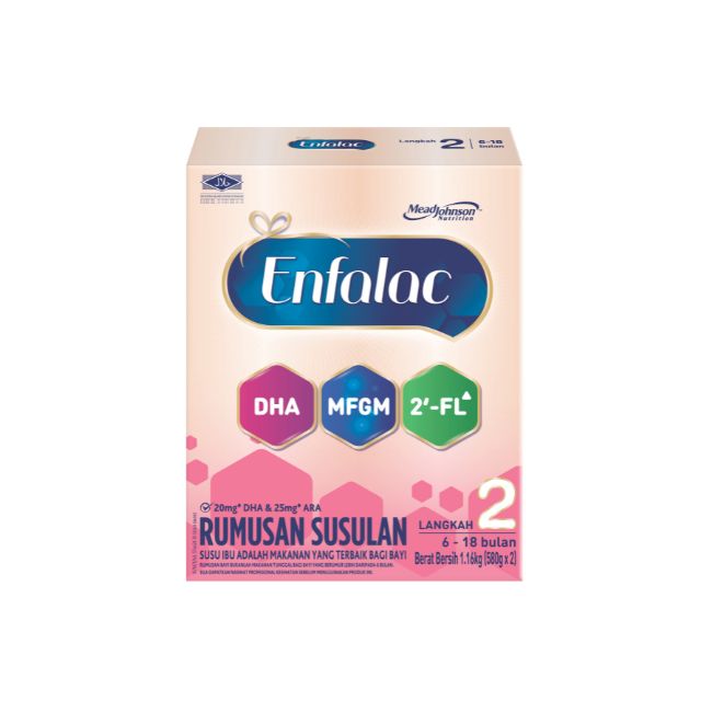 Enfalac A+ MFGM Step 2 formula for infants 6 to 18 months with DHA and MFGM nutrients