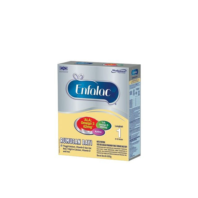 Enfalac Step 1 infant formula in a 600g box, enriched with essential nutrients for infants