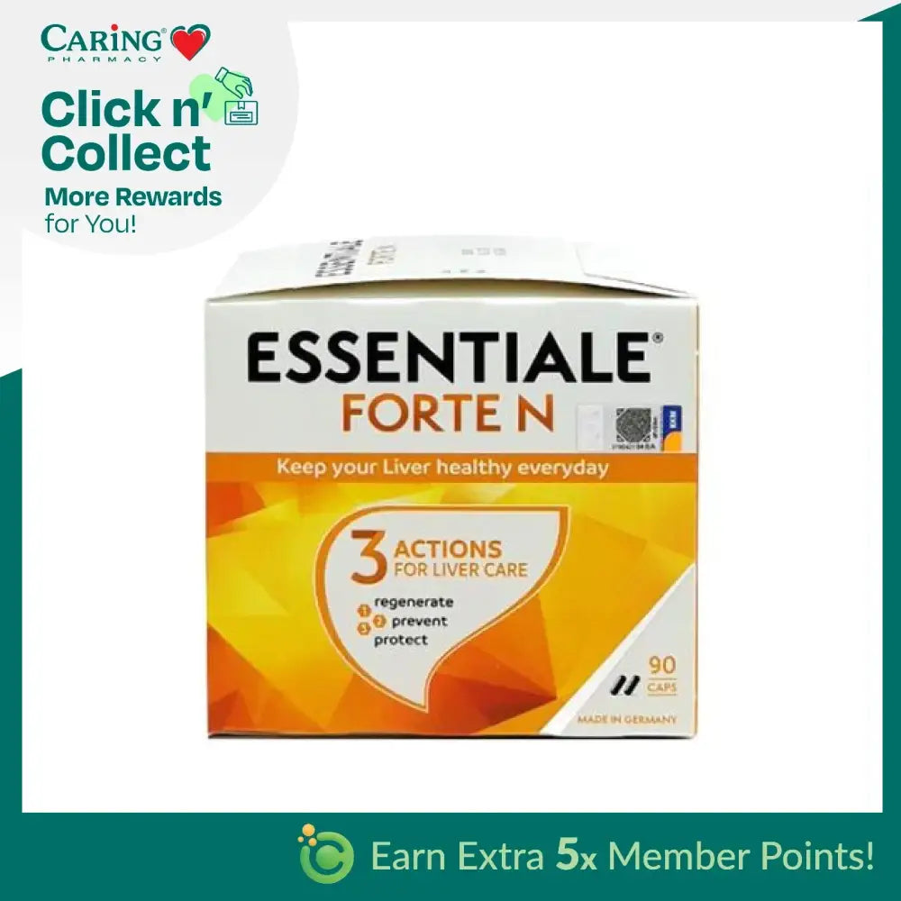 Essentiale Forte N liver supplement box with 90 capsules for liver health and protection