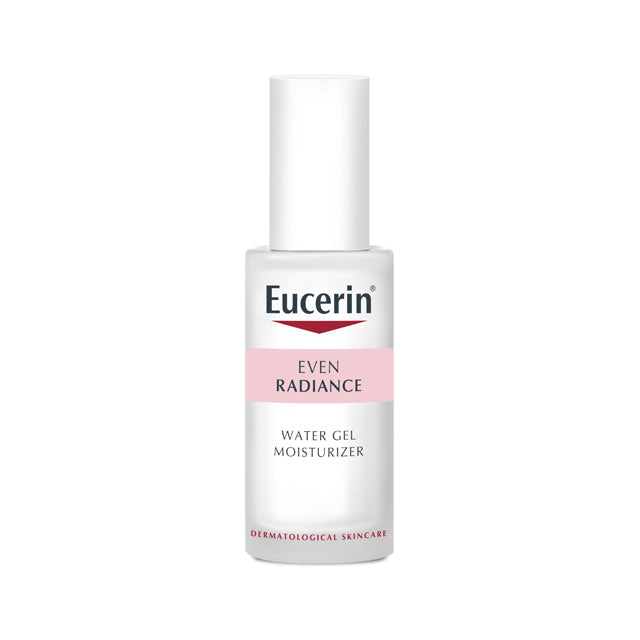 Eucerin Even Radiance Water Gel Moisturizer in a sleek bottle for bright and hydrated skin