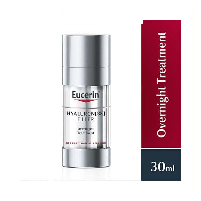 Eucerin Hyaluron Filler Overnight Treatment in a 30ml bottle for anti-aging skincare
